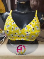 Yellow Floral Padded Bra Cotton 