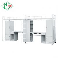 Student Dormitory Metal Bunk Bed With Desk and Army Bed