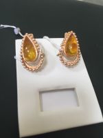 Amber gold earrings