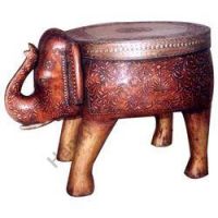 wooden painted elephant stool