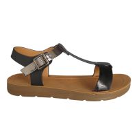 News Summer Patch Soft Pu Embossed Leather Lady Sandal