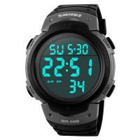 Outdoor dress digital watches 5ATM with Taiwan chip and imported EL lighting PU resin strap digital sport watch