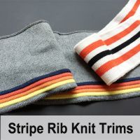Flat trimmings stripes rib knit collar and cuffs for jackets