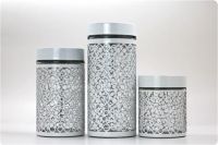 3pcs glass storage jar  set with stainless steel coating 