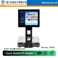 PPS01 Touch Screen PC Scale, POS Terminal Supermarket Retail System, Price Computing Weighing Support Arabic/ Spanish/ Hindi, Receipt/ Bill Printing Intelligent POS