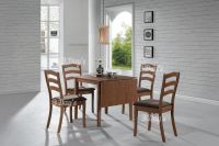 Malaysia Solid Rubberwood Renata Drop Leaf 1+4 Dining Set