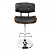 Pu Leather Bar Stool With Chrome Base Black