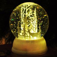 Led Light Paper-cut Forest Deer Plastic Christmas Decoration Water Globe