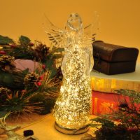 Angel Figurines Wholesale Unique Led Light Laser Engraving Angel Stand Lamp Christmas Home Decoration