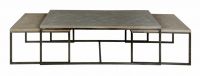 set of three coffee table metal and wood Galant