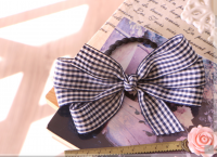 Korean Handmade gingham bow hair rope elastic ties ponytail holders accessories ko2 gift