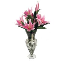 Real touch Artificial Stargazer Lily Arrangement In faux water including Vase