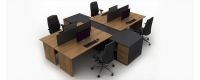Wooden office workstation and partitions design set