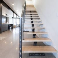 Australian style high quality fashion glass-wood staircase used straight stair