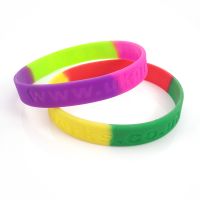 Factory direct sale color mixture silicone wristband /camouflage rubber bracelet / segment printing wristband