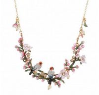Romantic Cherry Tweet Love Birds Necklace