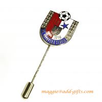 Custom hard enamel long needle lapel pins for suit dress soccer sports gifts