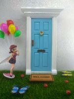 Miniature Dollhouse Wooden Magical Opening Fairy Doors with Metal Accessories