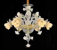 (yhd6002-6) White Rose Chandelier.murano Style Handmade Glass Chandelier