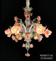 (YHD6004-6) White Rose chandelier.Murano style handmade glass chandelier.  Any size and color can be produced