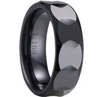  Black Tungsten Carbide Faceted Ring - TG1249 