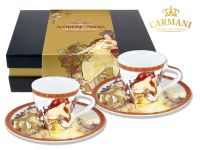 Set Of 2 Espresso Cups- Mucha- Four Seasons- Summer