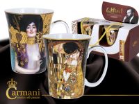 Set Of Two Mugs- G. Klimt- The Kiss+ Judith ( Black Background)