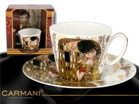 Cup+ Saucer- Gustav Klimt - The Kiss- Creamy Background