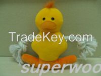 Plush Duck W/Cotton Rope Dog Toy (SWPT022)