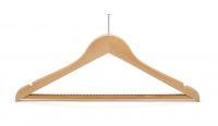 wooden flat hanger with square bar with anti-slip;Notches on the shoulder