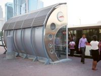 Airconditioned bus shelter passenger shelter powered by solar energy