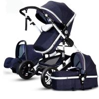 Baby Stroller 3 in 1 High Landscape Pram foldable pushchair reversible Bassinets Luxury Basket