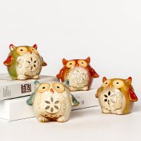 China Ceramic Home Decorative Cartoon Owls Ceramic Owls Candle Holder