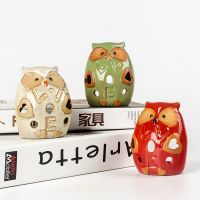 China Ceramic Home Decorative Cartoon Owls Ceramic Owls Candle Holder