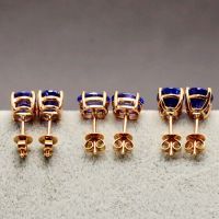 18k Rose Gold Oval Tanzanite Gem Stud Earrings For Women Wedding Jewelry ( Ke002rose)