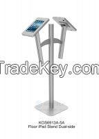 Floor standing dual-side iPad stand with adjust iPad height and security lock-KOS6913A-5A