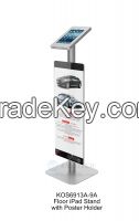 KOS6913A-9A Floor standing iPad kiosk with poster holder