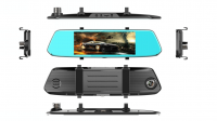 7-Inch Touch Screen Dual lens Rearview Mirror Dash Cam