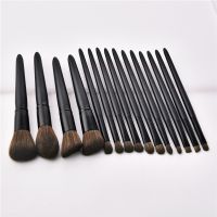 Drop Shipping 15 Pcs Wood Handle Eyeshadow Eyebrow Eyeliner Blending Powder Smudge Brush Professional Eyes Makeup Brushes Set