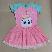 Viscose Spandex And Meshed Girls Fantacy Dress 3-pcs Set Flamingo Design Shortdolls