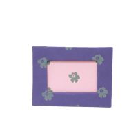 Eco-friendly screen print Handmade paper flowers design, Purple/Pink horizontal photo frame fits 6 X 4 Inches