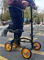 Outerdoor 4 Wheel Knee Walker Scooter for Broken Foot Disabled Walking Equipment Walking Assist Device Adjustable Walker