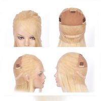 Malaysian Blonde #613 Full Lace Human Hair Wigs Silky Straight Remy Hair Middle Part with Bleached Knots Hand Tied