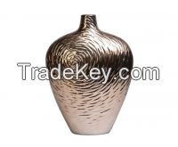 vase with rose design, metallic fnish 12"H