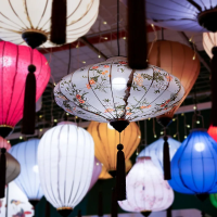 DECORATIVE BAMBOO SILK LANTERN / WARM & INVITING LIGHT / MADE IN VIETNAM