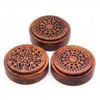 LUXURY WOOD INCENSE BOX / ROUND DESIGN WITH PURE AGARWOOD / MADE IN VIETNAM