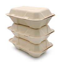 SUSTAINABLE BAGASSE PACKAGING BOXES / FOOD-SAFE & LIGHTWEIGHT / GREAT VALUE BULK PRICING / MADE IN VIETNAM