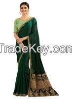 Party Wear Green Silk Saree