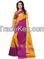 Yello Pink Aura Silk Saree