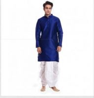 Men's Royal Blue Kurta White Dhoti